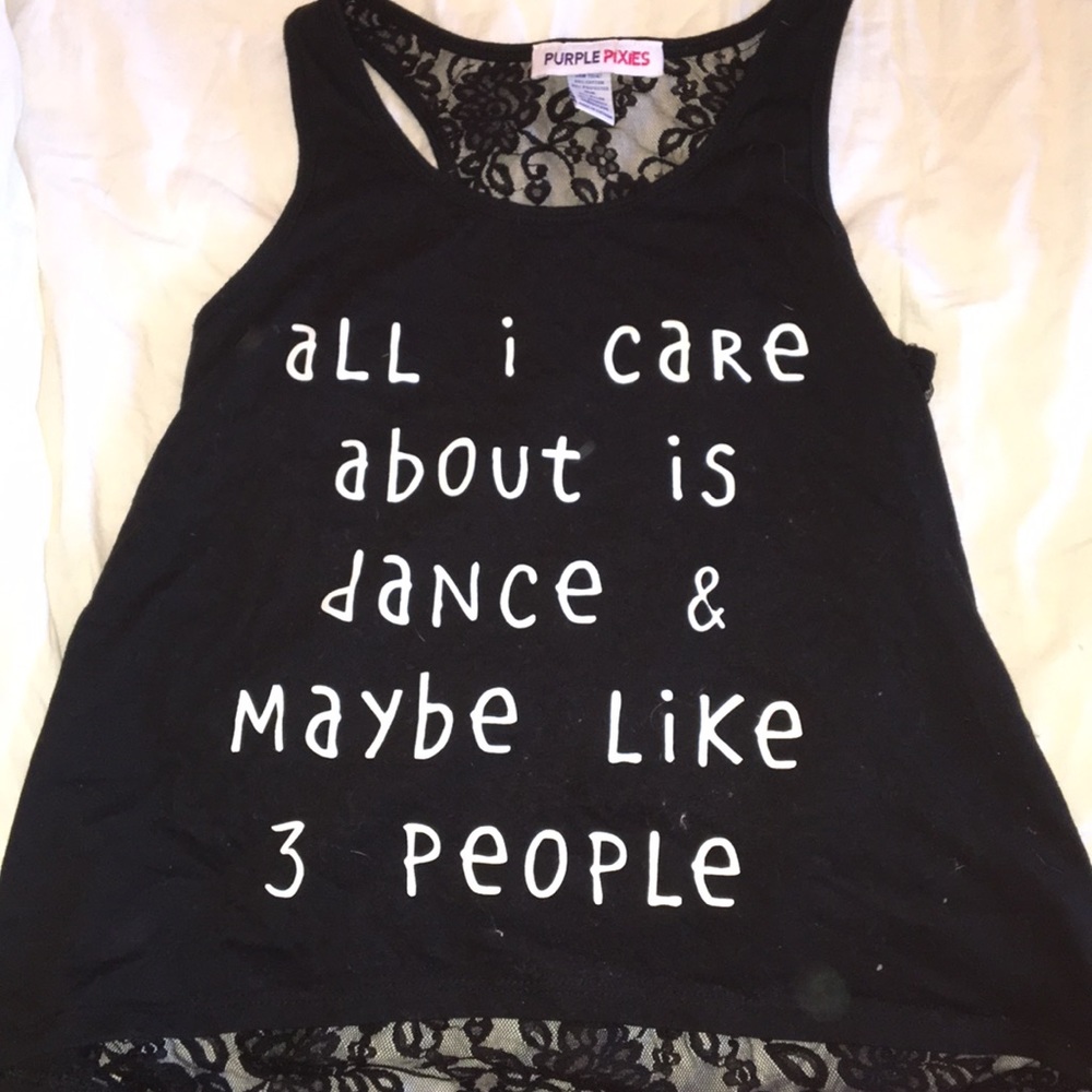 All I care about is dance lace tank top